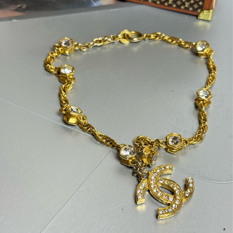 Chanel香奈兒萊茵石雙c項鍊-5