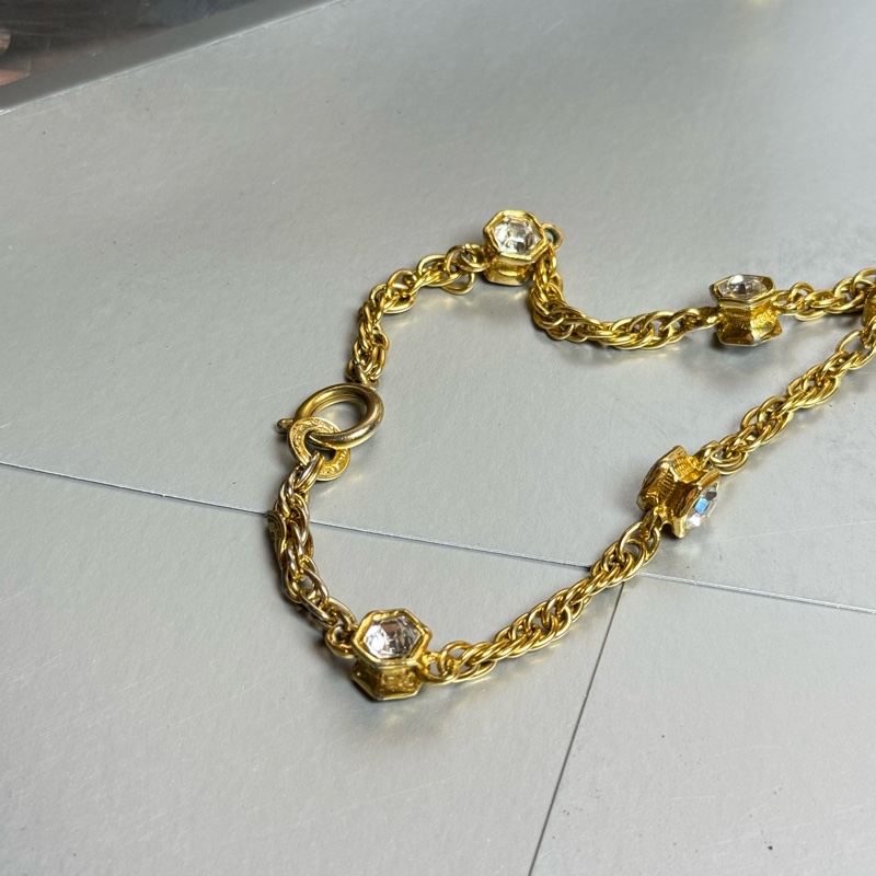 Chanel香奈兒萊茵石雙c項鍊-6