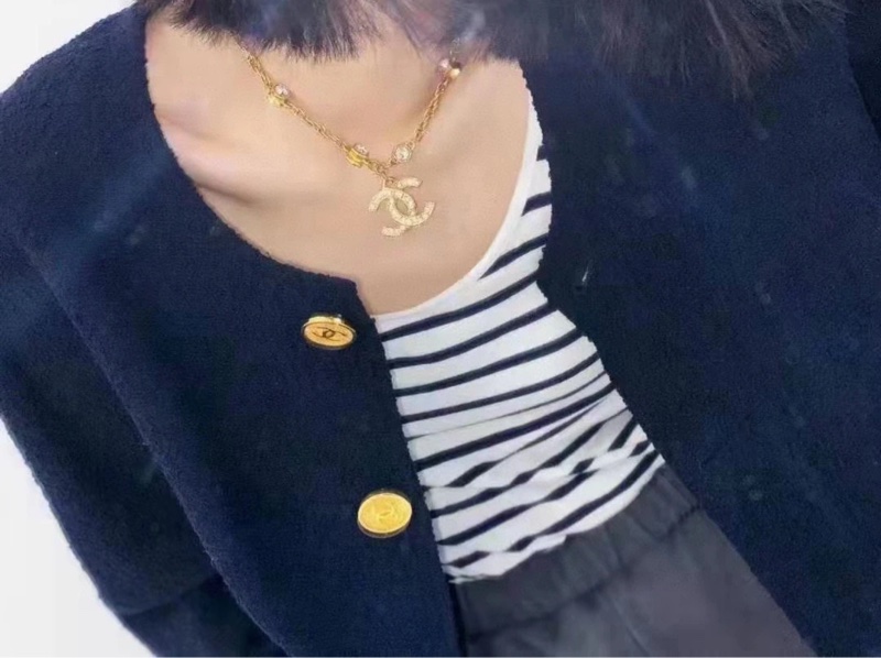 Chanel香奈兒萊茵石雙c項鍊-8