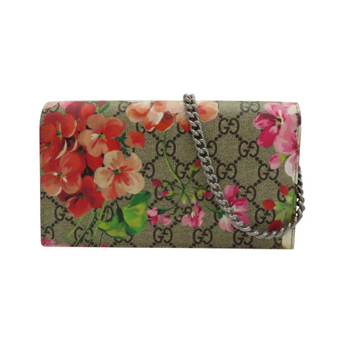 烏木色 PVC塗層帆布 GG Supreme Blooms 鏈帶 肩背包 402724 402724