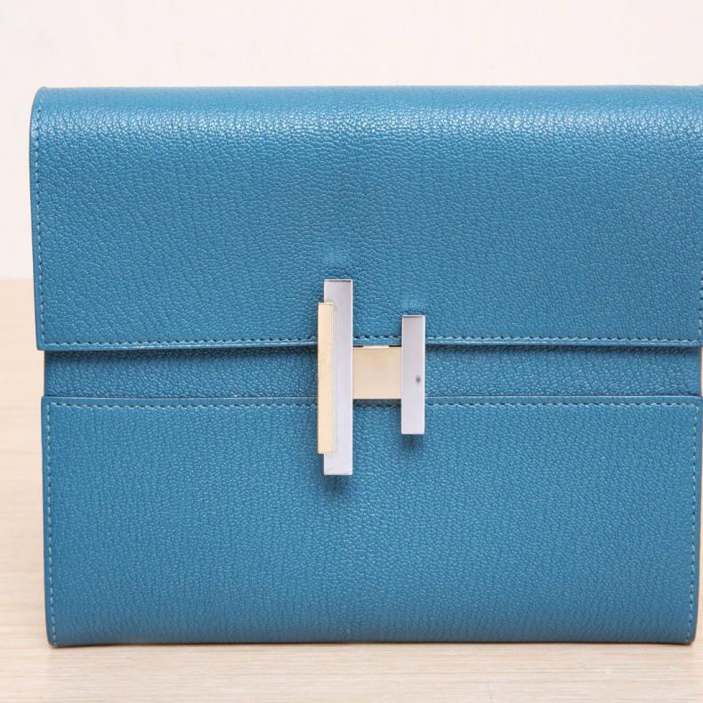 HERMES(愛馬仕) Cinhetic to go 18 7B松石藍 Chevre山羊皮 Y刻 金銀扣-5