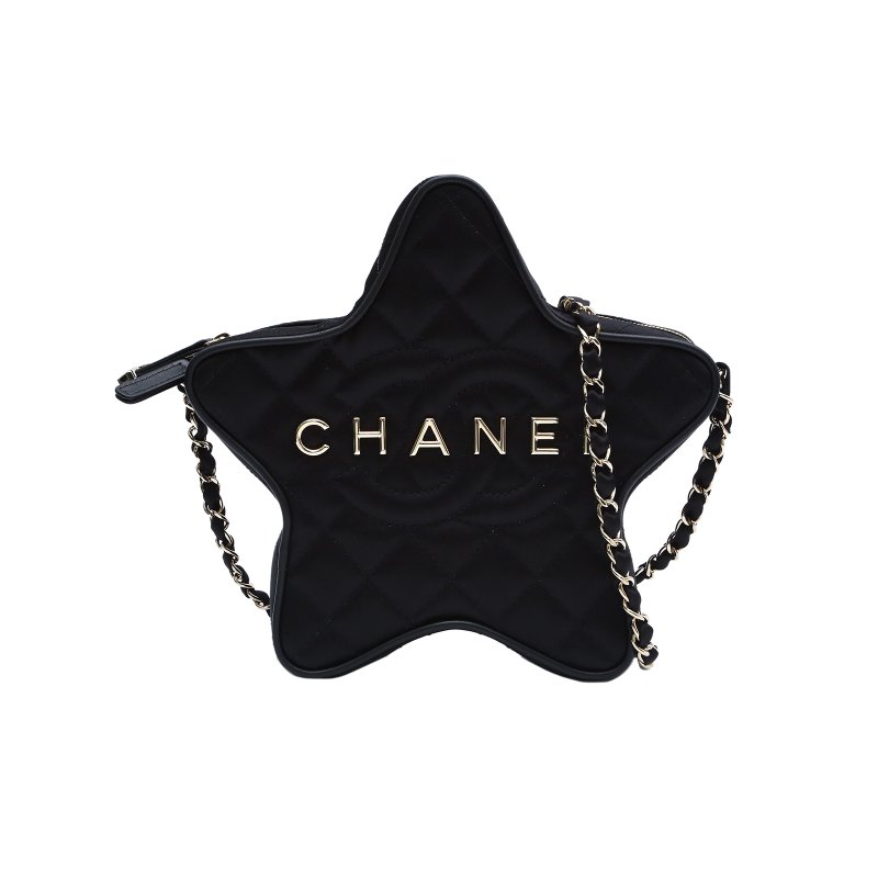 CHANEL(香奈兒) 24C 星星單肩包 黑色 緞面 晶片開 淺金扣-0