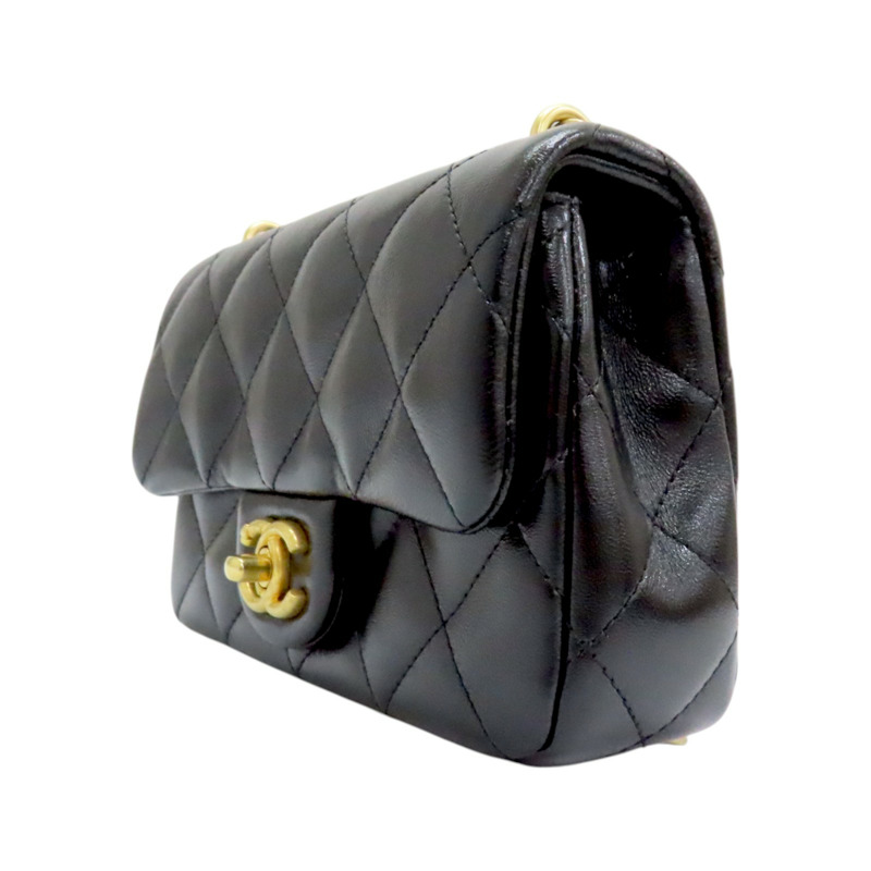 黑色 菱格紋 牛皮 鍊帶 肩背包【CHANEL 香奈兒】 AS3828-2