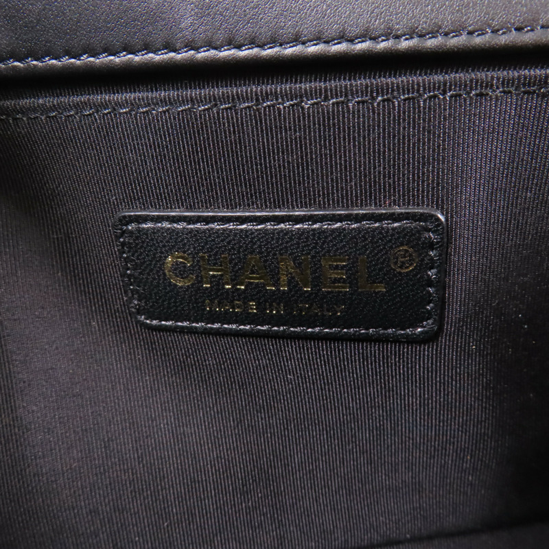 CHANEL 羊皮皮革Boy 25金扣鏈帶肩背袋-5