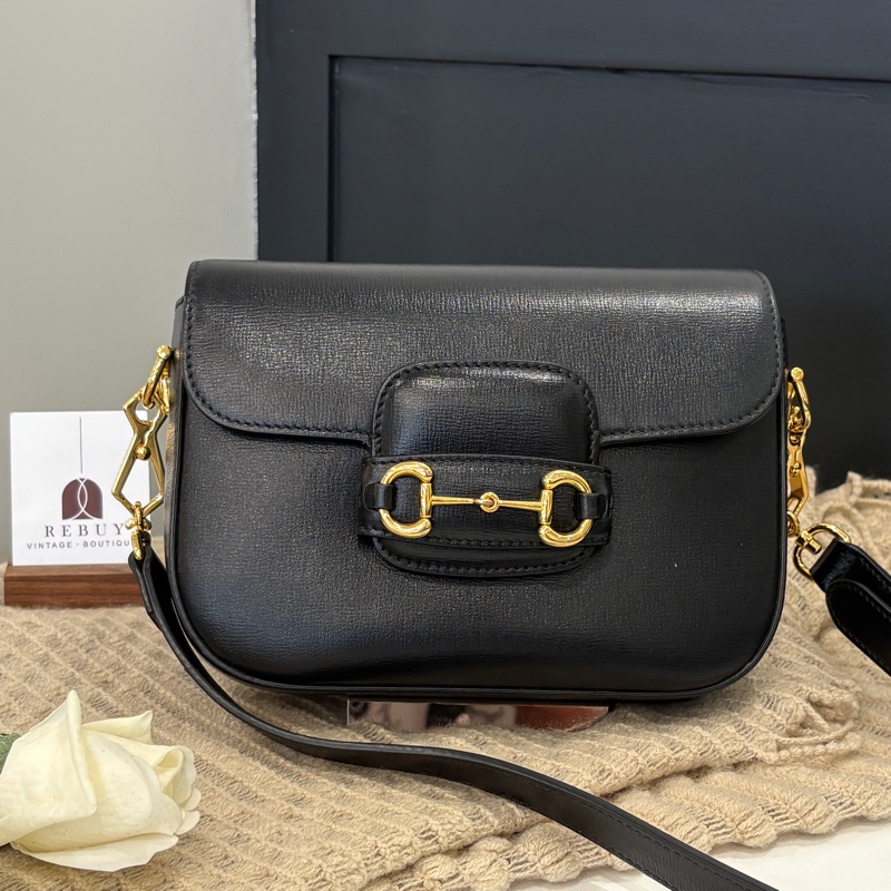 GUCCI黑牛皮1955側肩包-0
