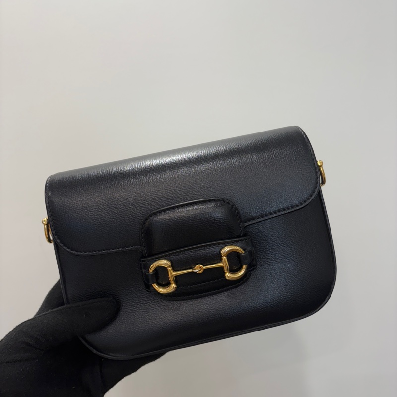 GUCCI黑牛皮1955側肩包-1