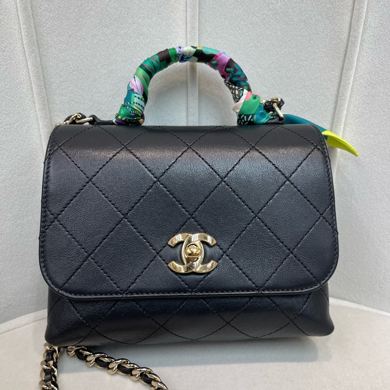 Chanel 香奈兒黑色牛皮Flap Handle 手柄XB142-7