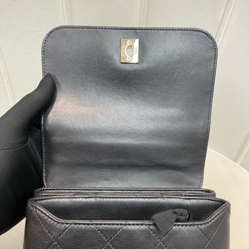 Chanel 香奈兒黑色牛皮Flap Handle 手柄XB142-15