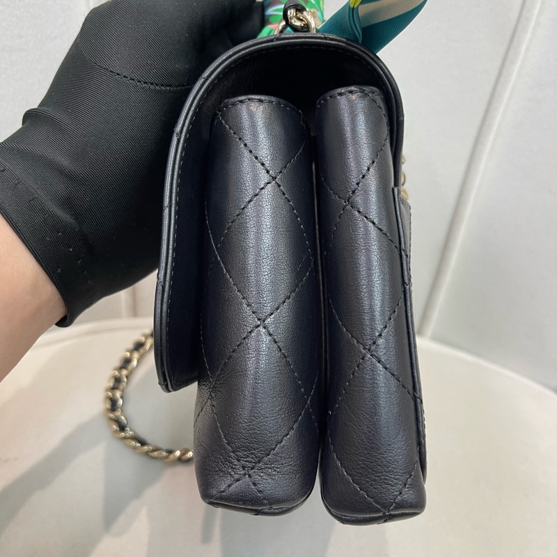 Chanel 香奈兒黑色牛皮Flap Handle 手柄XB142-29