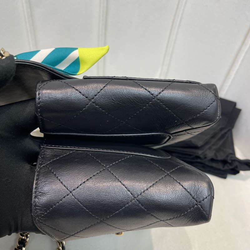Chanel 香奈兒黑色牛皮Flap Handle 手柄XB142-32