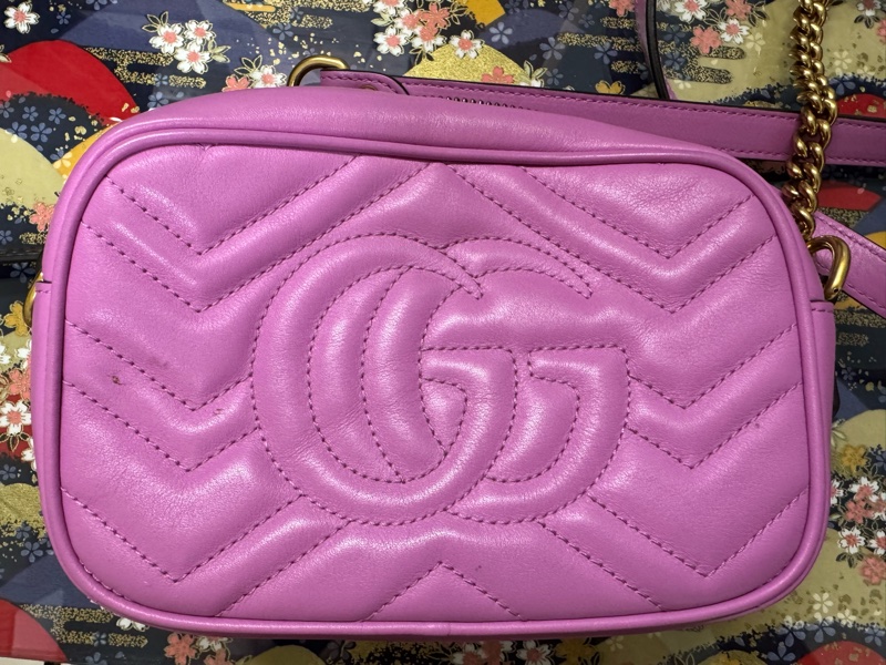 Gucci 447632紫羅蘭牛皮斜背馬夢相機包Marmont-1