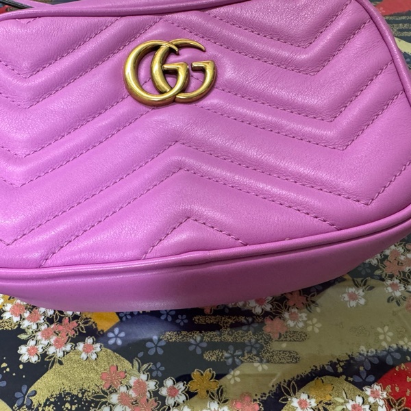Gucci 447632紫羅蘭牛皮斜背馬夢相機包Marmont-7