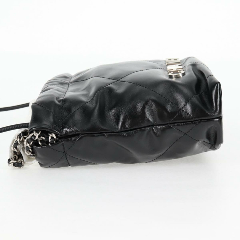 【日本直送】香奈兒 Chanel 22 小號菱格紋鏈條包 羊皮 兩用 黑色 CC 標誌 正品 BA1051SM-2