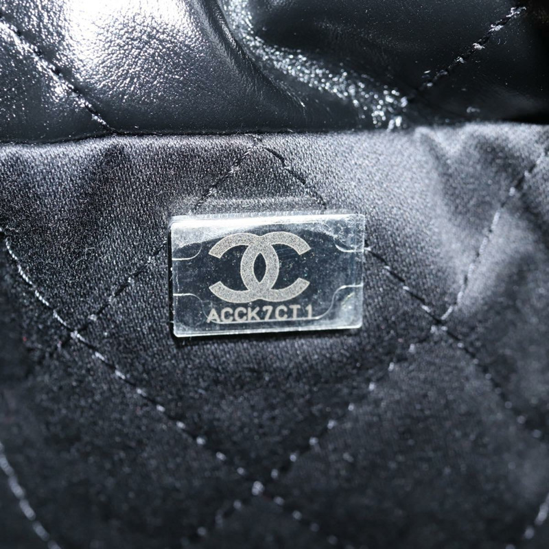 【日本直送】香奈兒 Chanel 22 小號菱格紋鏈條包 羊皮 兩用 黑色 CC 標誌 正品 BA1051SM-10