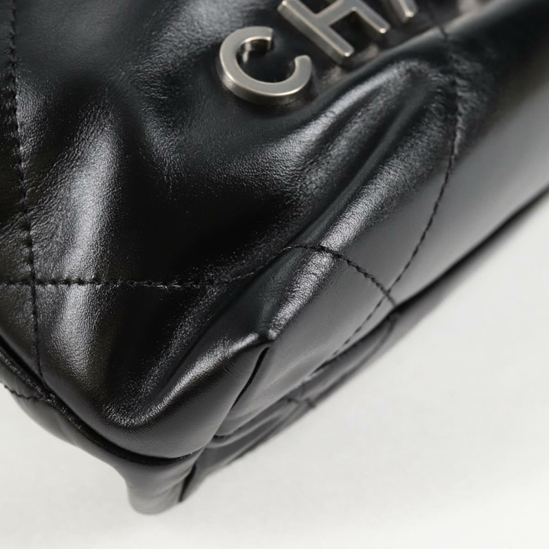 【日本直送】香奈兒 Chanel 22 小號菱格紋鏈條包 羊皮 兩用 黑色 CC 標誌 正品 BA1051SM-14