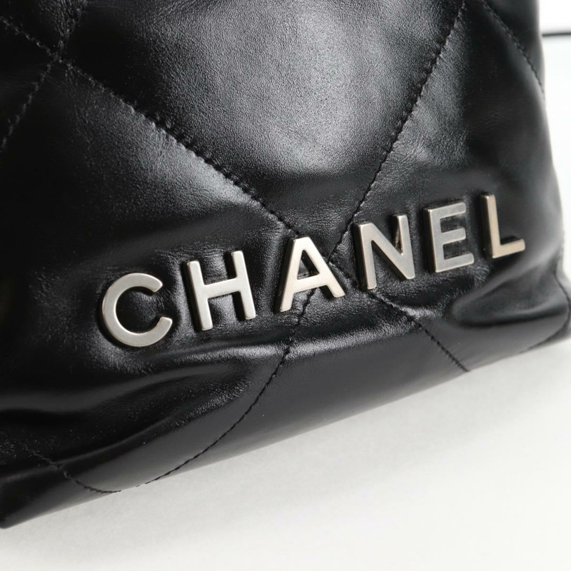 【日本直送】香奈兒 Chanel 22 小號菱格紋鏈條包 羊皮 兩用 黑色 CC 標誌 正品 BA1051SM-18