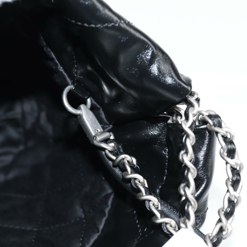 【日本直送】香奈兒 Chanel 22 小號菱格紋鏈條包 羊皮 兩用 黑色 CC 標誌 正品 BA1051SM-20