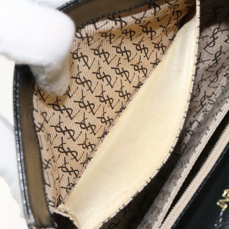 【日本直送】SAINT LAURENT 單肩包 皮革壓花 黑金 正品 BA1084-11