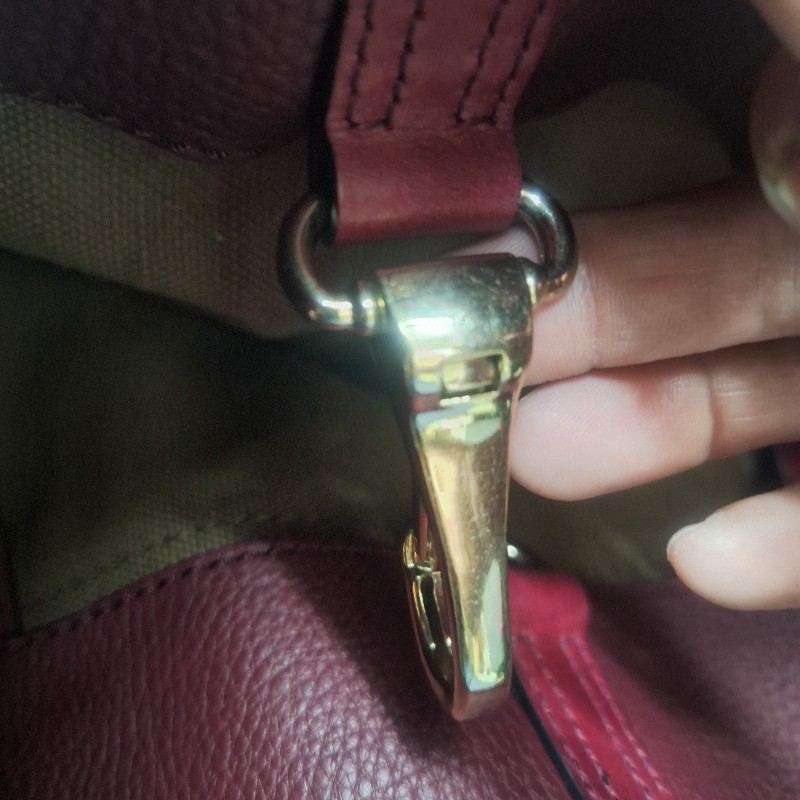 BURBERRY 巴寶莉 格紋拼接兩用包(暗紅色)-9