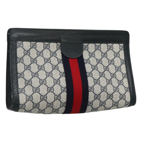 GUCCI GG Supreme Sherry Line 手拿包 PVC 海軍紅 64 014 2125 28 正品 th5889