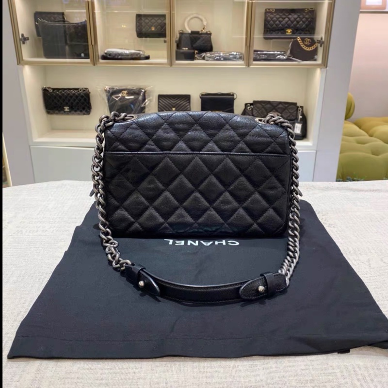 Chanel • 孟買系列 黑銀荔枝牛皮鏈條包-5