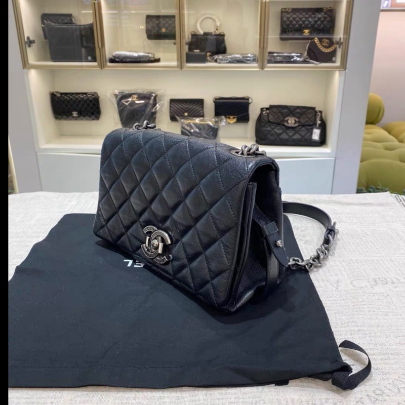 Chanel • 孟買系列 黑銀荔枝牛皮鏈條包-6