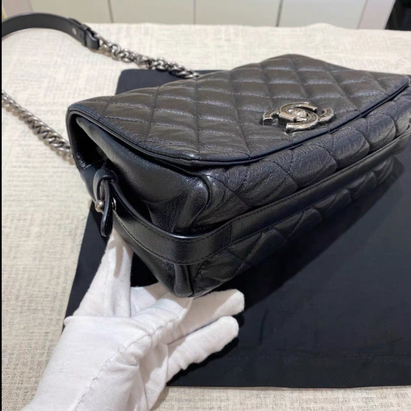 Chanel • 孟買系列 黑銀荔枝牛皮鏈條包-7