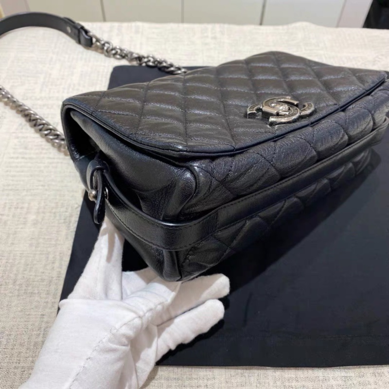 Chanel • 孟買系列 黑銀荔枝牛皮鏈條包-8