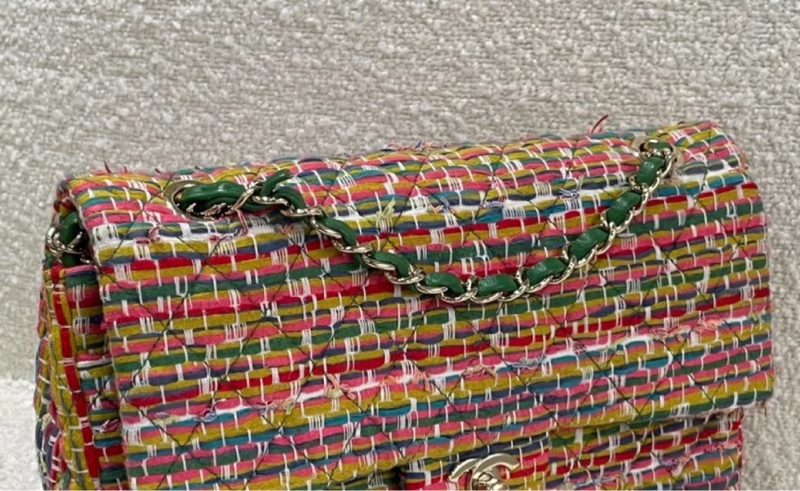 Chanel • Cf 25 彩色毛線編織 金釦 中號-2