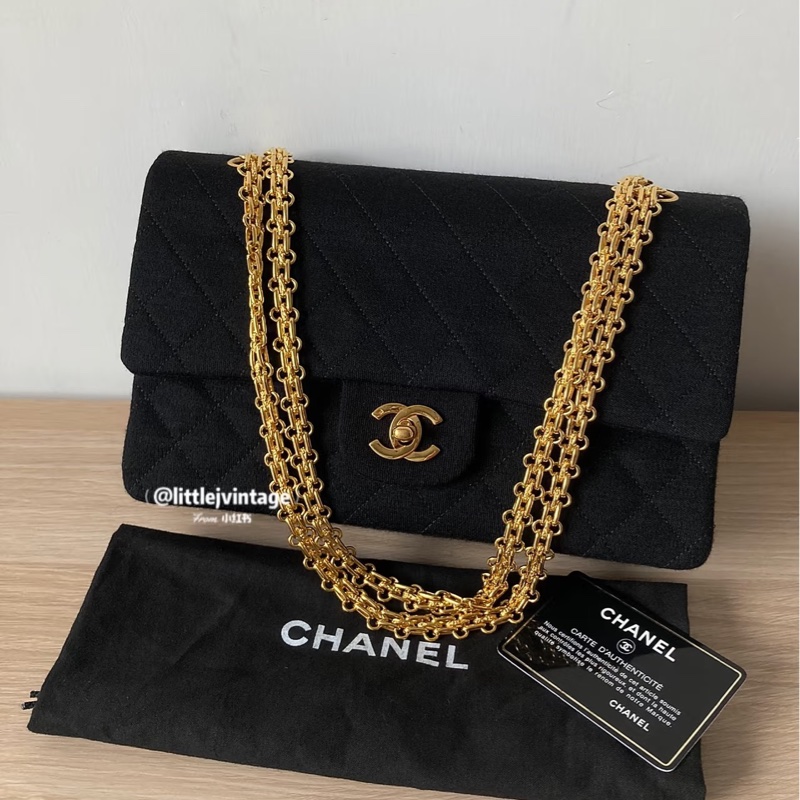Chanel • Cf 23佳績布面 2.55雕花鏈條 24k金 小號-0