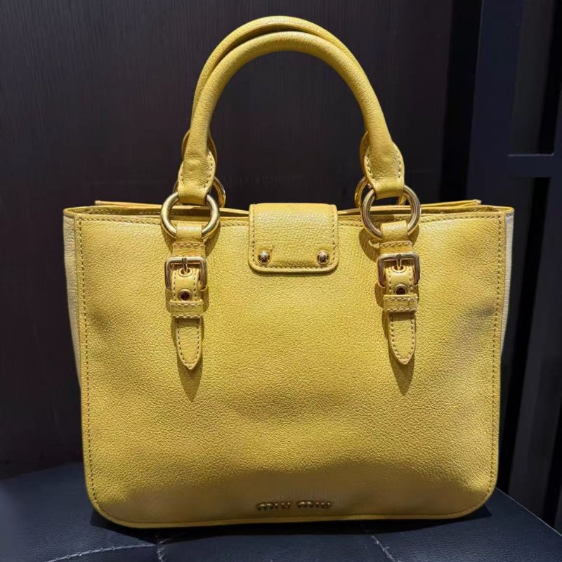 miumiu 黃色手提單肩斜背包 27.5*7*20cm 99新 配件塵袋-7