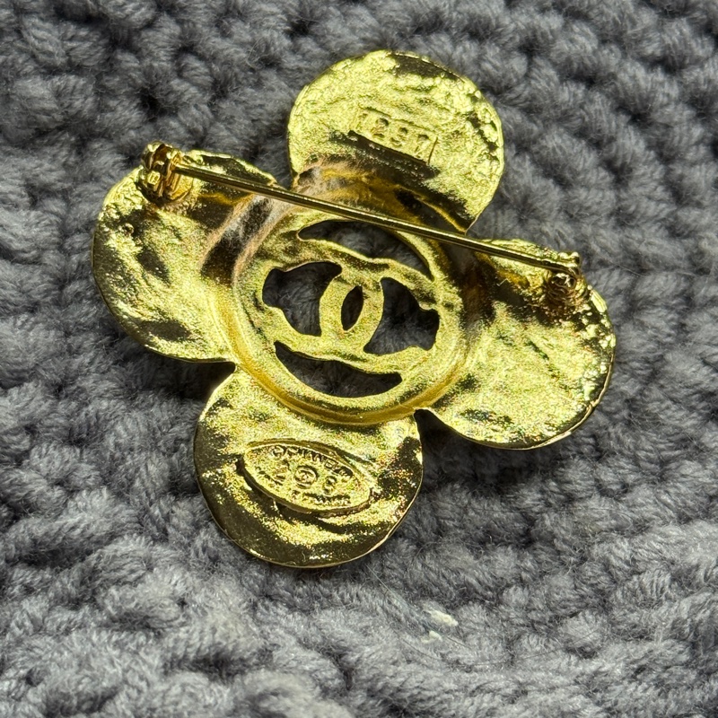 Chanel vintage 香奈兒 幸運草胸針 古董胸針 老香-6