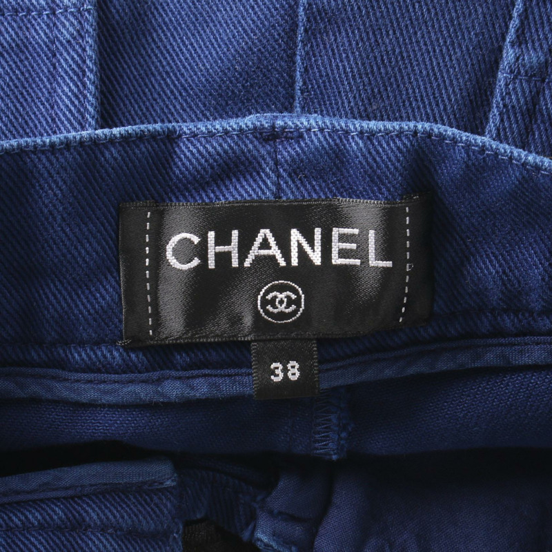 CHANEL Matelasse 緞帶牛仔褲 #38 牛仔褲 P58416V44378 棉質海軍藍二手-2