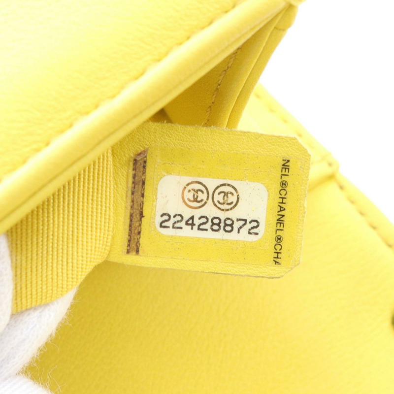 CHANEL Boy Chanel 小號單肩包 A67085 羔羊皮 黃色 二手 女款-4