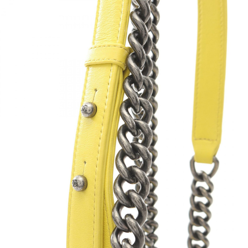 CHANEL Boy Chanel 小號單肩包 A67085 羔羊皮 黃色 二手 女款-9