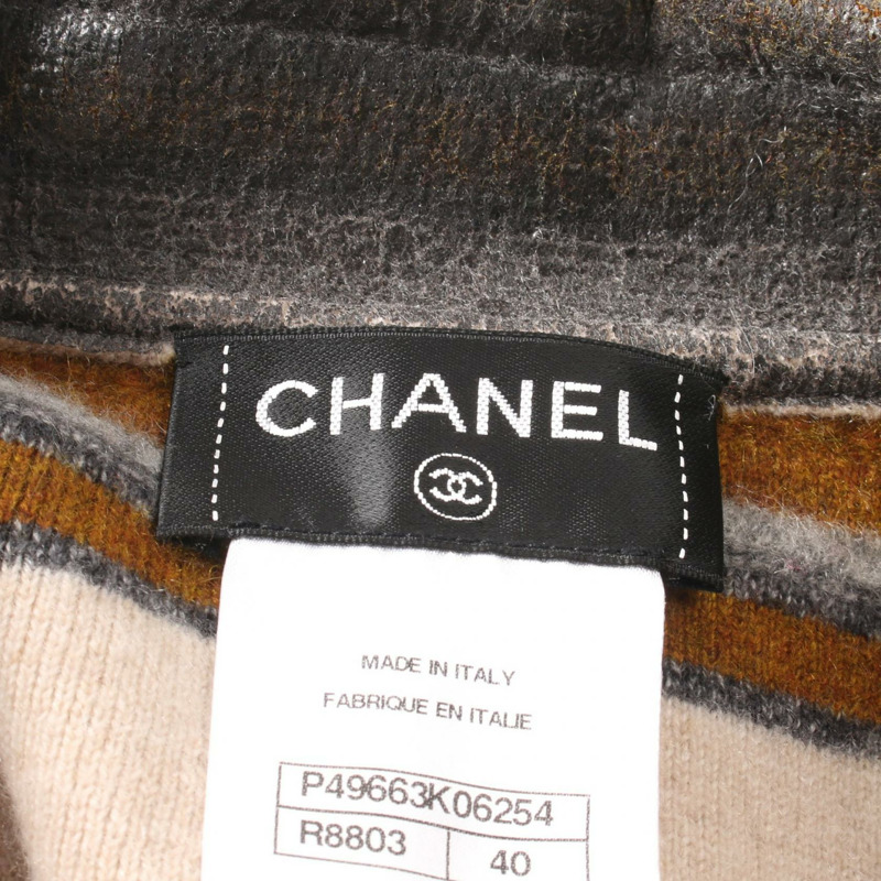 CHANEL 塗層做舊針織外套 #40 P49663K06254 羊絨 棕色 二手-2