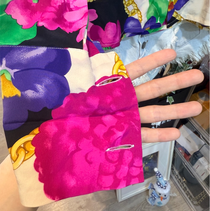 Celine 鮮豔花🌺🏝️夏天要來了~開釦上衣 高級品質100%絲 襯衫上衣-15