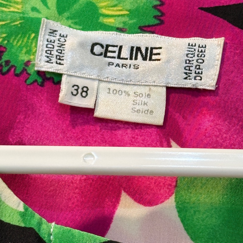 Celine 鮮豔花🌺🏝️夏天要來了~開釦上衣 高級品質100%絲 襯衫上衣-5