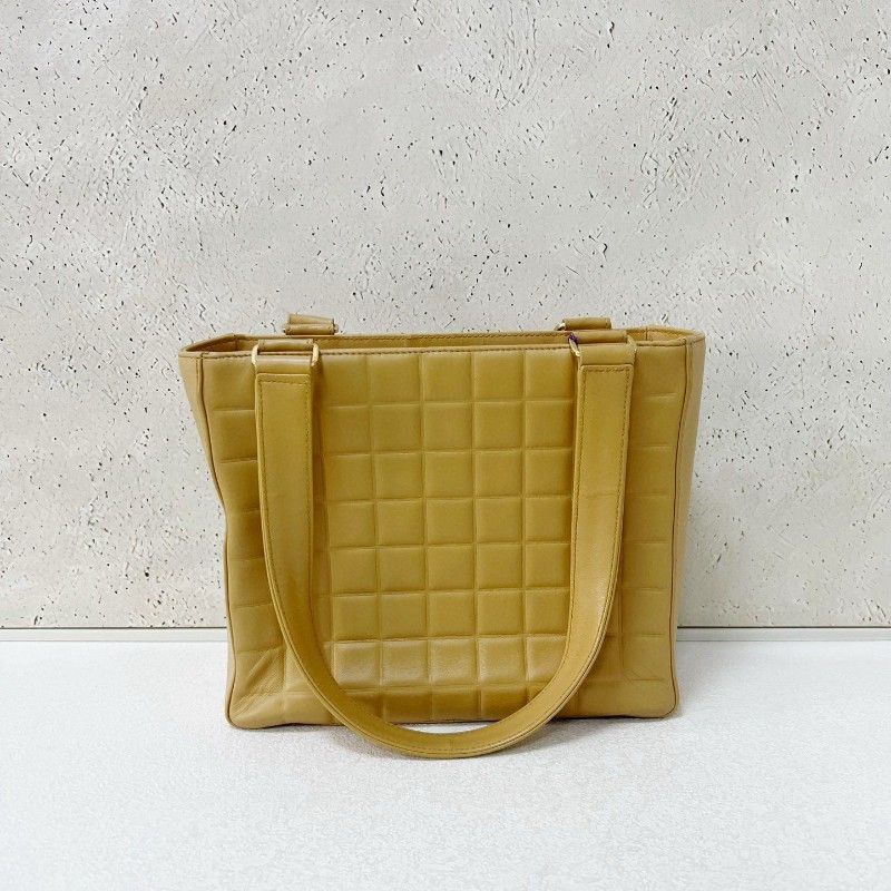 Chanel Vintage 冰格 奶茶色 單肩包-6