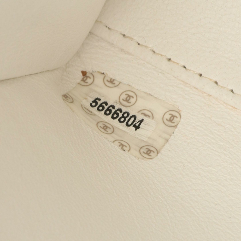 CHANEL 菱格紋鏈條單肩包 小羊皮 白色 黑色 二手 GHW-4