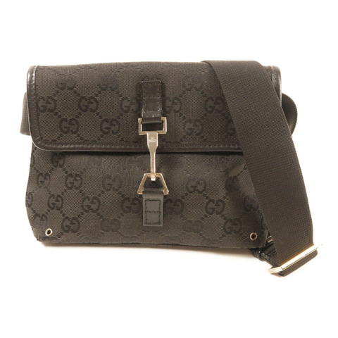 GUCCI 帆布Belt Bag銀扣肩背袋