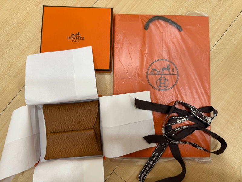 (二手)2025年1月購入 W刻 愛馬仕Bastia零錢包 金棕色 EPSOM-0