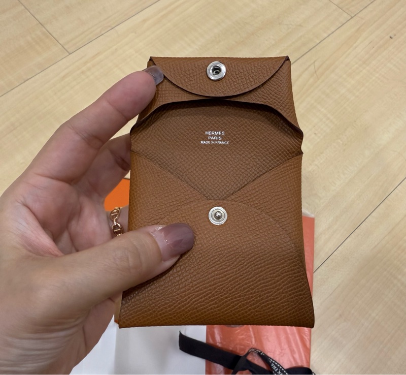 (二手)2025年1月購入 W刻 愛馬仕Bastia零錢包 金棕色 EPSOM-1