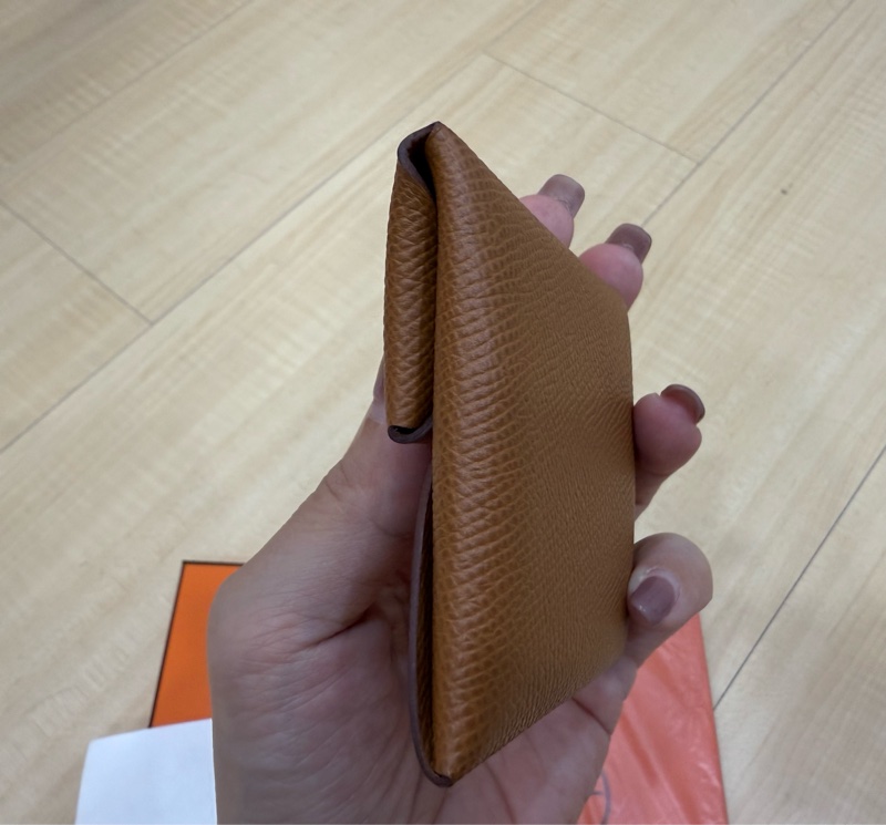 (二手)2025年1月購入 W刻 愛馬仕Bastia零錢包 金棕色 EPSOM-2