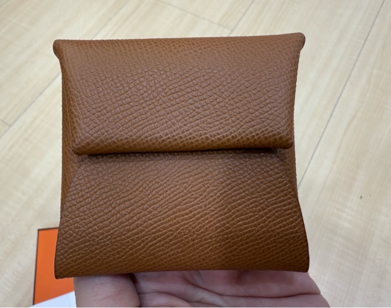(二手)2025年1月購入 W刻 愛馬仕Bastia零錢包 金棕色 EPSOM-4