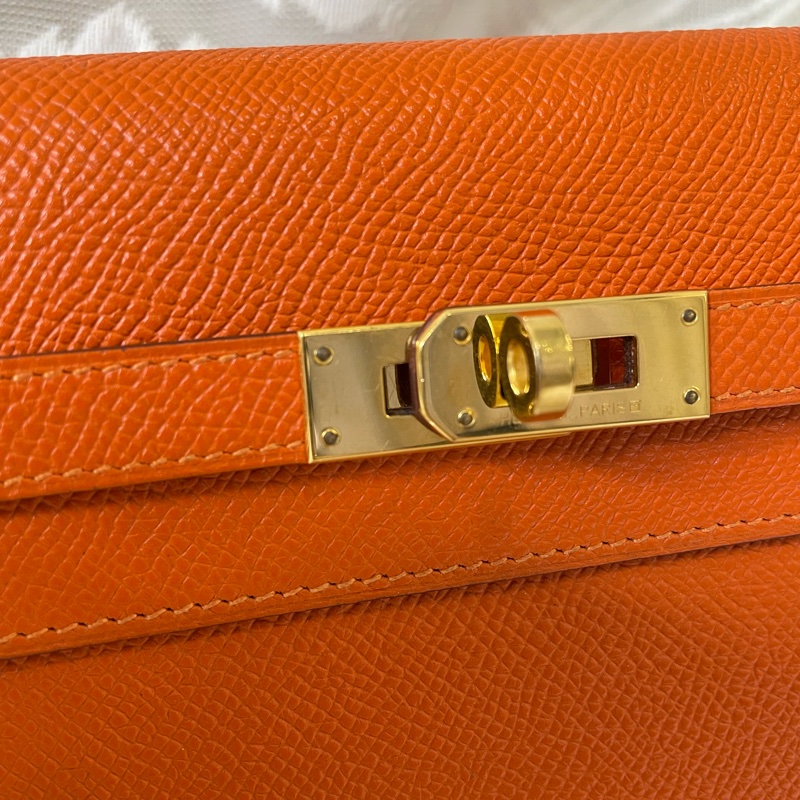 Hermes Kelly to go wallet 銀包 橙色 金扣-2