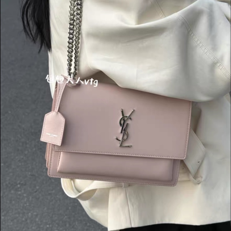 YSL櫻花粉銀扣日落中號 很溫柔的顏色 搭配銀扣低調有氣質-7