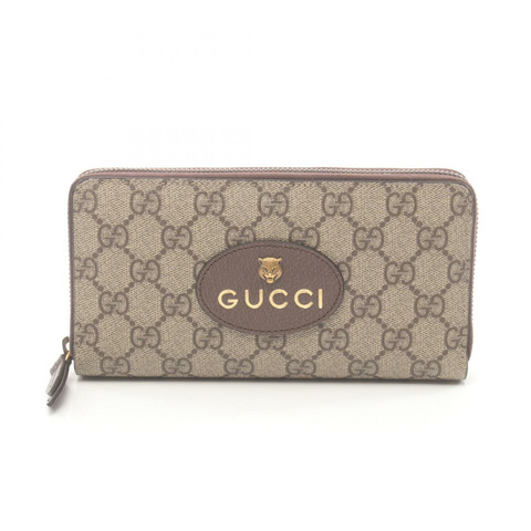 GUCCI GG Supreme Around 長版皮夾 473953K9GOT8861 PVC 塗層帆布皮革米棕色新款女款