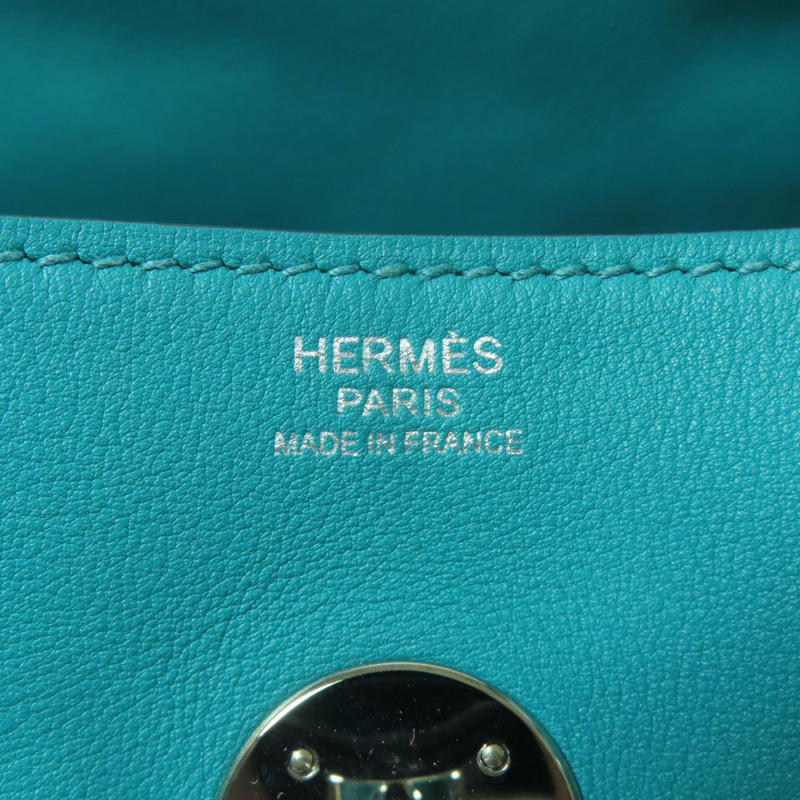 HERMES Swift皮革Lindy 30銀扣肩背袋Blue Lagoon-5