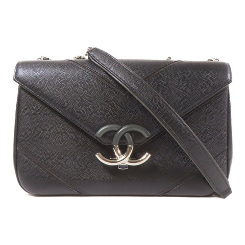 CHANEL 牛皮皮革Shoulder Bag銀扣鏈帶肩背袋